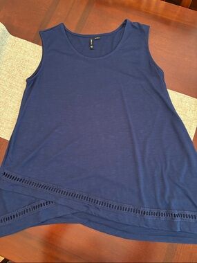 new directions Navy Sleeveless Tank with Ladder Trim
